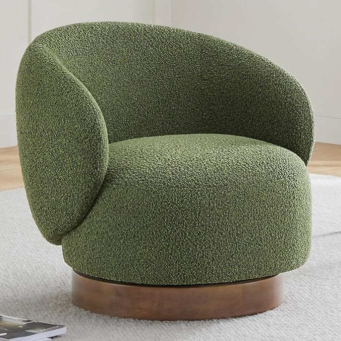 Swivel Accent Chair Round Barrel Armchair Upholstered Performance Fabric by Kislot