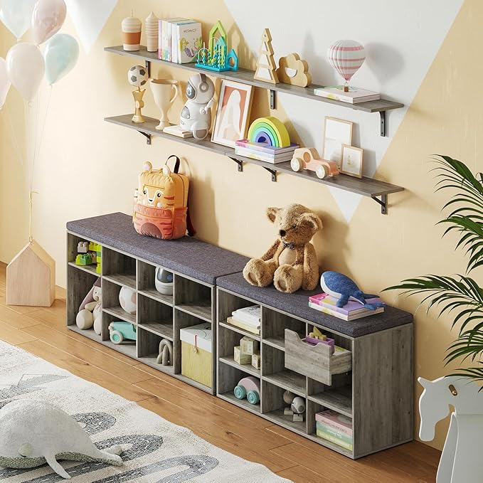 DINZI LVJ Shoe Bench, Entryway Storage Bench - Image 2