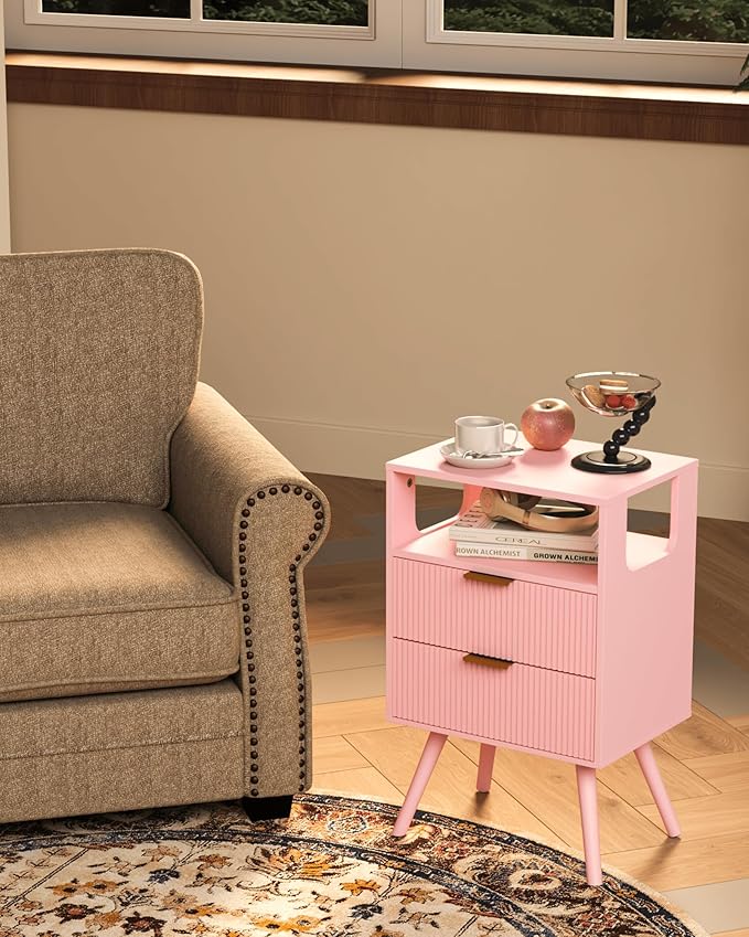 Pink Nightstand, Modern Bedside Table - Image 6