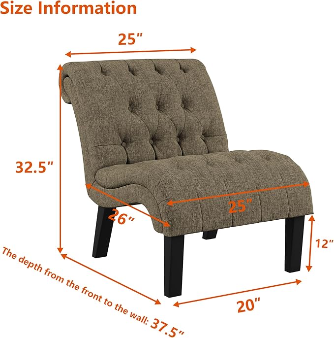 Yongqiang Accent Chair for Bedroom Living Room Modern Button Tufted Upholstered - Image 2