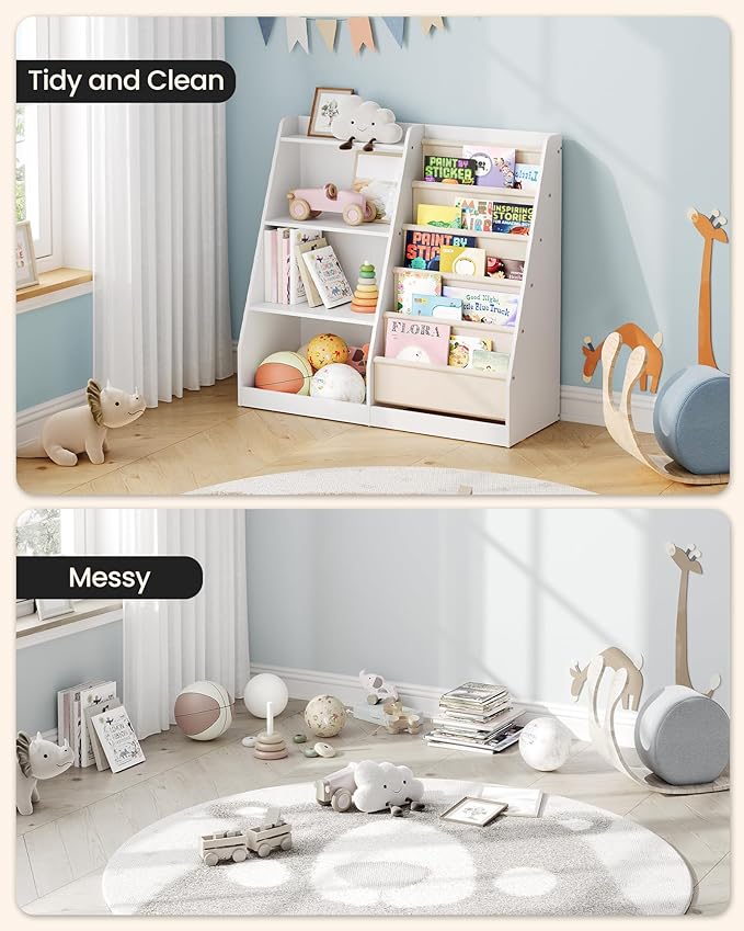 35.4" Kids Bookshelf and Toy Storage, 6 Layer Fabric Toddler Bookshelf - Image 6