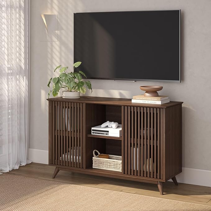 Plank+Beam Mid-Century Modern Wood TV Stand, Solid Wood Entertainment Console - Image 9
