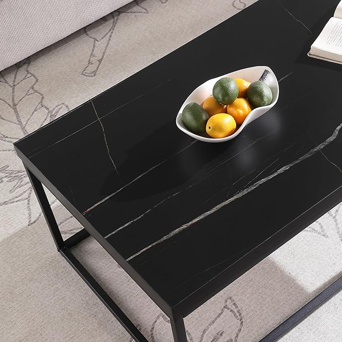 CENSI 47-Inch Black Marble Accent Coffee Table/Center Table - Image 5