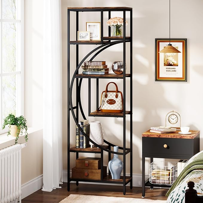 Geometric Bookshelf, 70.9" Tall Bookcase - Image 6