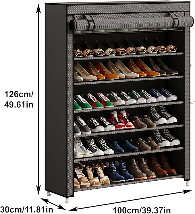 Calmootey 7 Tier Shoe Rack Organizer to Hold 35 Pairs, Portable Shoe Shelf - Image 3