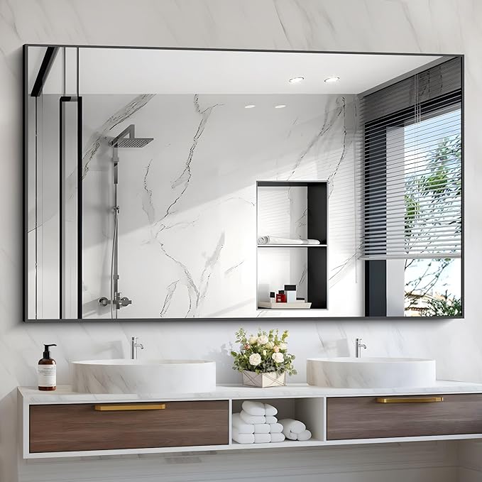 Black Bathroom Mirror, Modern Vanity Wall Mirror by Welcometocofeny