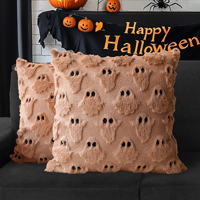 4TH Emotion Halloween Ghost Decorative Pillow Covers 20x20 Set of 2, Light by 4THEmotion