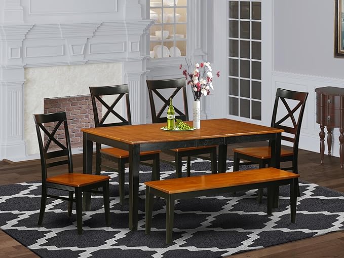 East West Furniture NIQU6-BCH-W 6 Piece Dining Room Table Set Contains a - Image 2