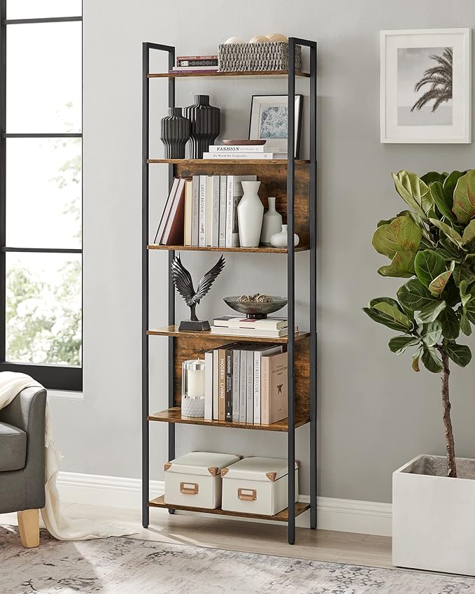VASAGLE 6-Tier Bookshelf, Book Shelf, Industrial Bookcase, - Image 4