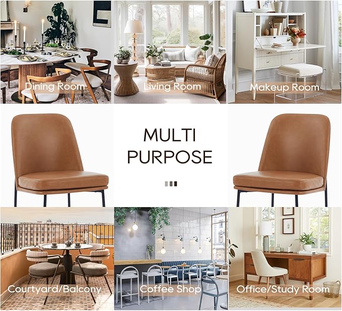 COLAMY Modern Dining Chairs Set of 6, Faux Leather Upholstered Kitchen Chairs - Image 6