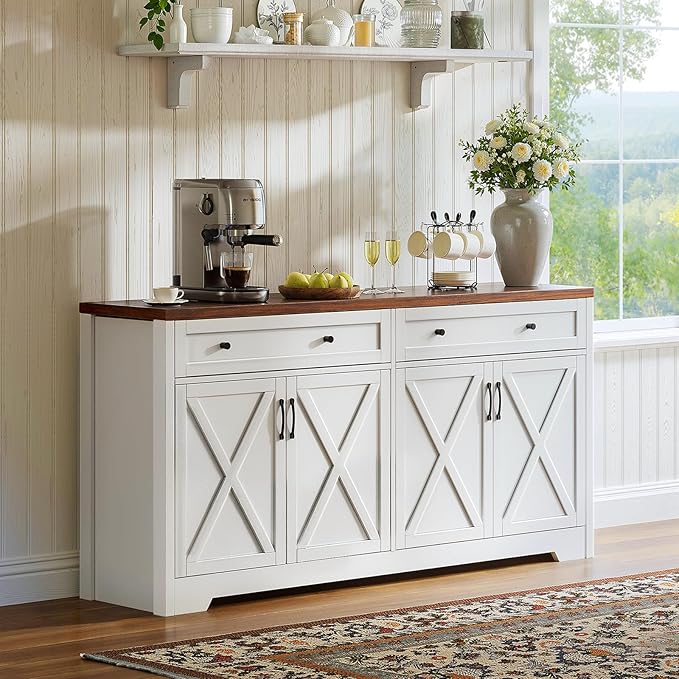 61'' Farmhouse Sideboard Buffet Cabinet by Lyromix