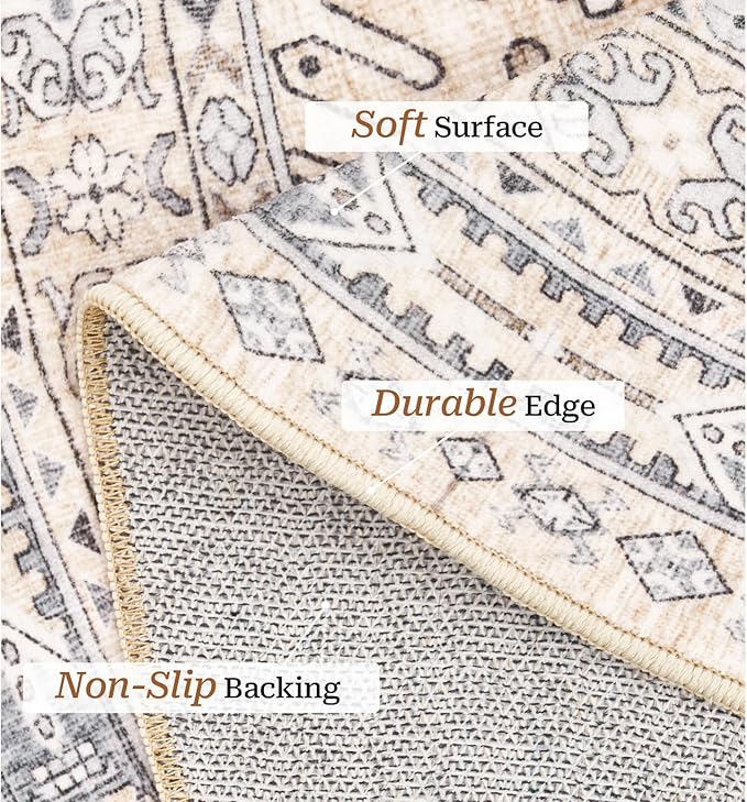 zesthome 8ft Round Rugs for Living Room, Non-Slip Washable Round Area Rugs - Image 4