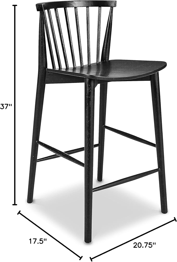 POLY & BARK Ligna Counter Stool Black – Mid-Century Inspired Stool - Image 10