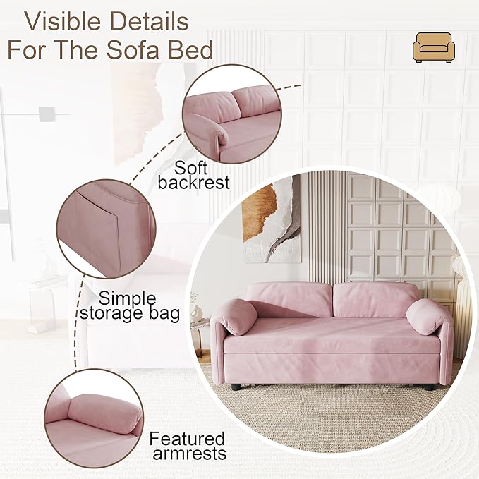 ERYE 3 in 1 Loveseat Sofa Convertible Sleeper Sofabed, Functional Recliner - Image 6
