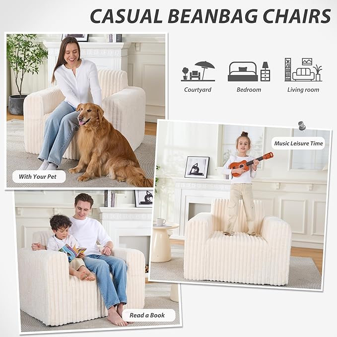 Giant Bean Bag Chair for Adults, Non-Slip Floor Sofa - Image 3
