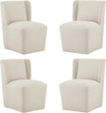 Upholstered Dining Chair with Casters Wingback Modern Side Armless Deskchair by Kislot