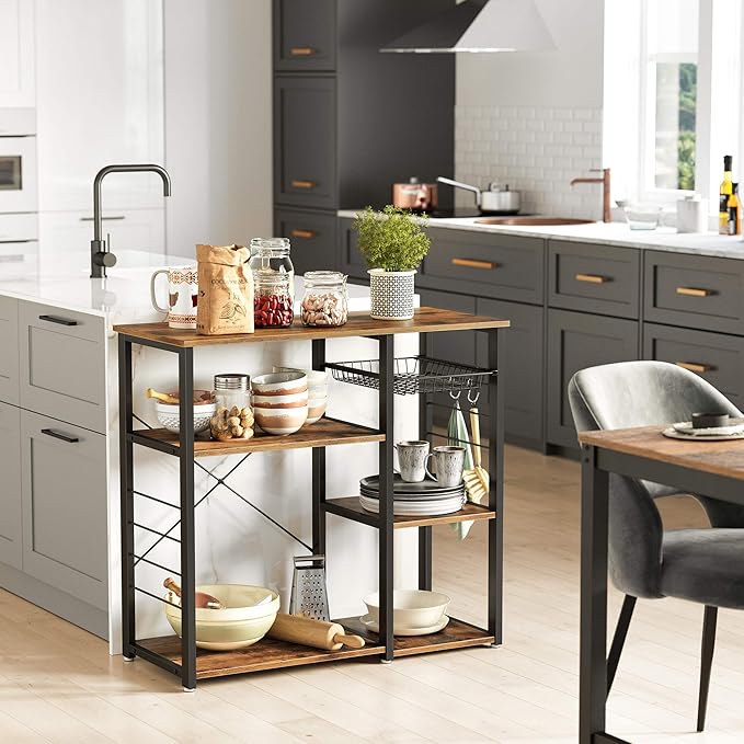 VASAGLE ALINRU Kitchen Baker’s Rack, Coffee Bar, Microwave Oven Stand, - Image 4