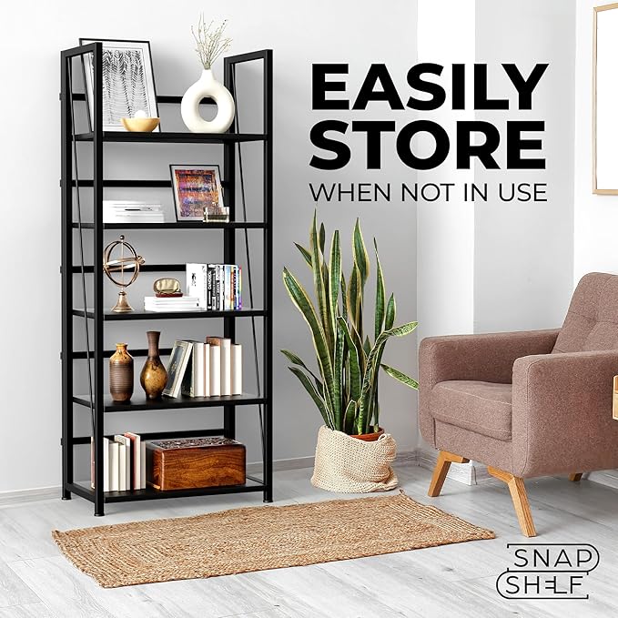5 Tier Wood Book Shelf Organizer, No Assembly Bookshelf - Image 7