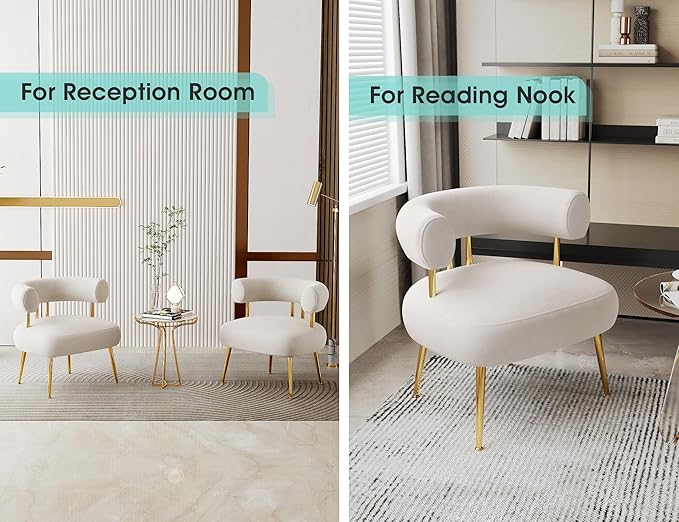 Modern Velvet Accent Chair, Round Upholstered Barrel Armchair - Image 5
