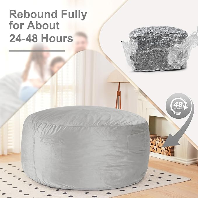 HABUTWAY Bean Bag Chair: Giant 6' Memory Foam Furniture Bean Bag Chair - 6Ft - Image 6