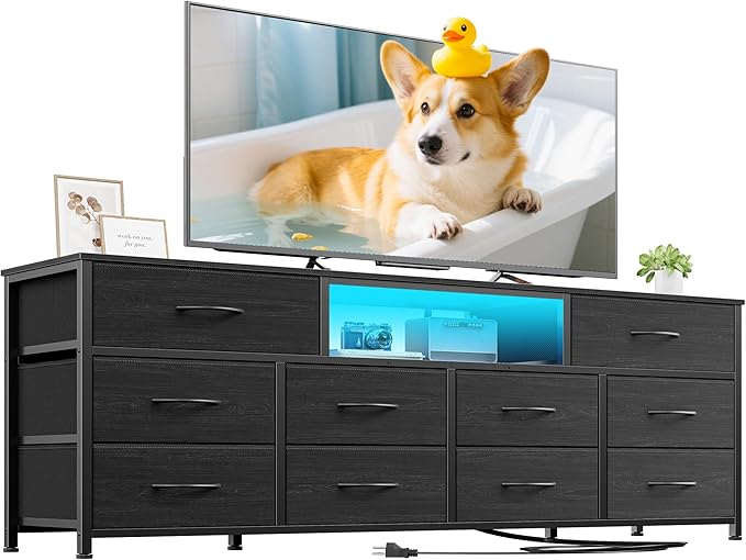 Furnulem 63” Long Dresser for Bedroom, TV Stand for 65 to 75 inch TV, Chest of by Furnulem