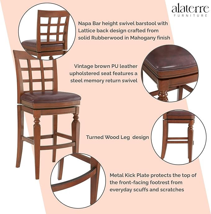 Alaterre Furniture Napa Bar Height Swivel Stool - Image 4