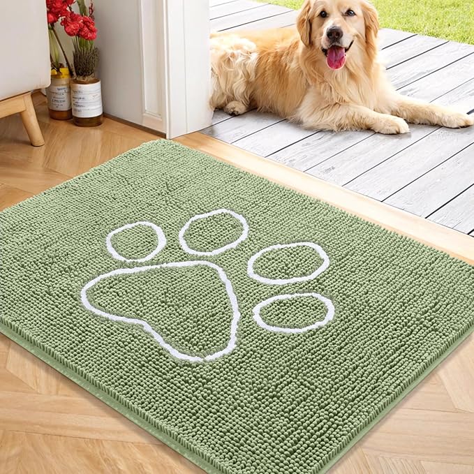 OLANLY Door Mat for Muddy Dog Paws 40x32, Ultra Absorbent Chenille Mud Doormat by OLANLY