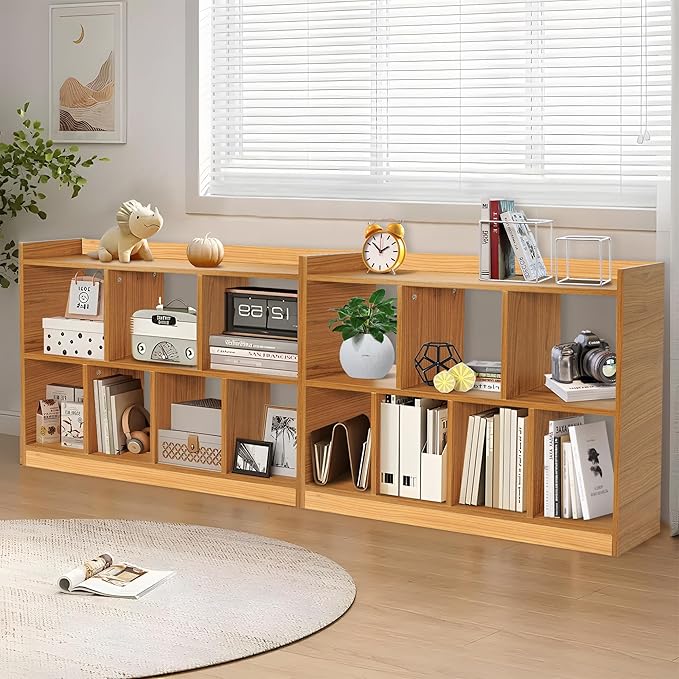 DOUSY- 7 Cube Bookshelf, Open Wooden Bookcase - Image 3