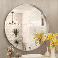 TokeShimi Round Mirror 30 Inch Brushed Silver Round Bathroom Mirror by RefinedBathroomAccessories