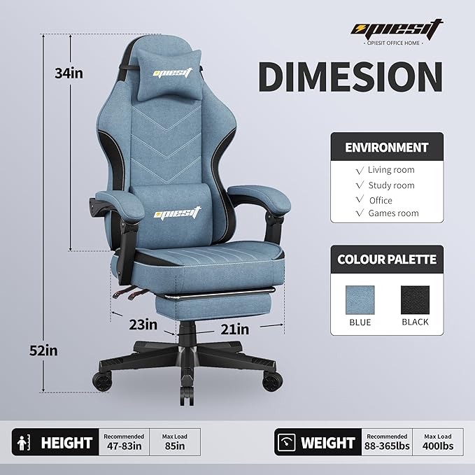 Gaming Chair, Fabric Computer Chair - Image 3