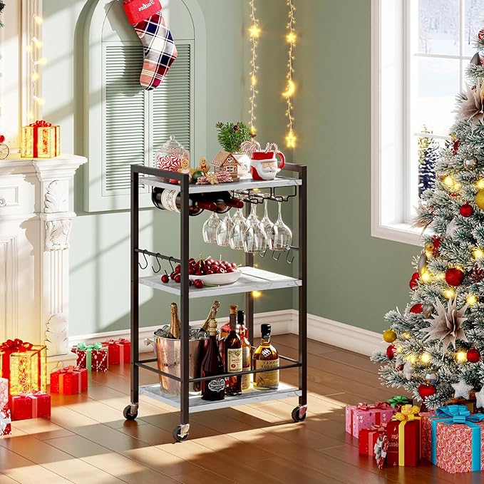 TUTOTAK Bar Cart, Home Bar Serving Cart, Small Wine Cart - Image 8