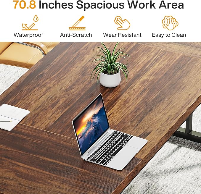 Tribesigns 70.8-Inch Executive Desk, Large Computer Office Desk Workstation - Image 5