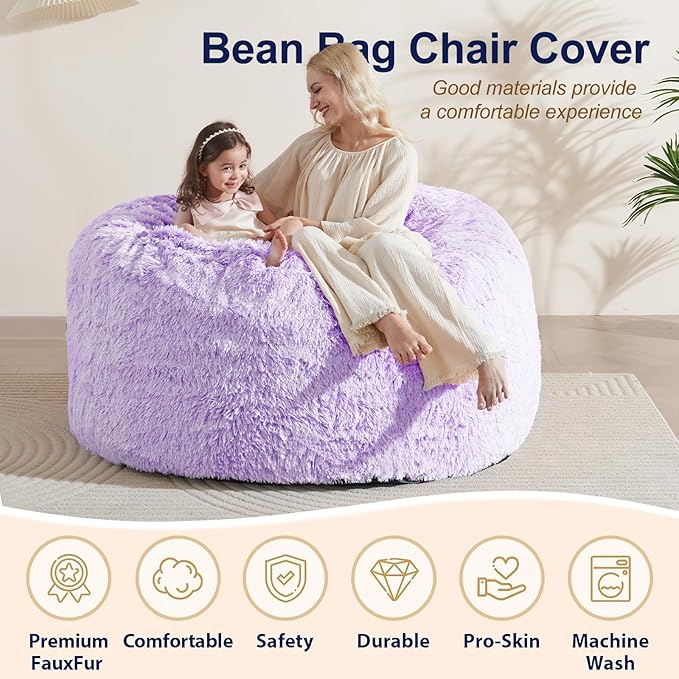 5FT Bean Bag Cover for Stuffed Animals Machine Washable, Gaming Bean Bag Chairs - Image 4