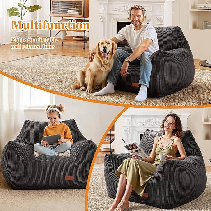 Big Bean Bag Chair for Adults & Kids, Ultra Soft Living Room Bean Bag - Image 4