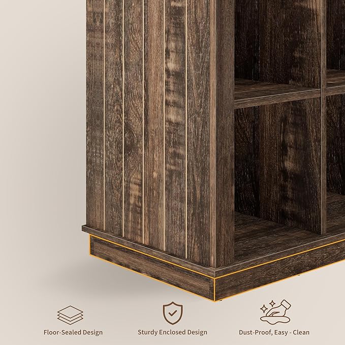 GarveeHome 9 Cube Storage Organizer Bookshelf, 4 Tier Farmhouse Horizontal - Image 8