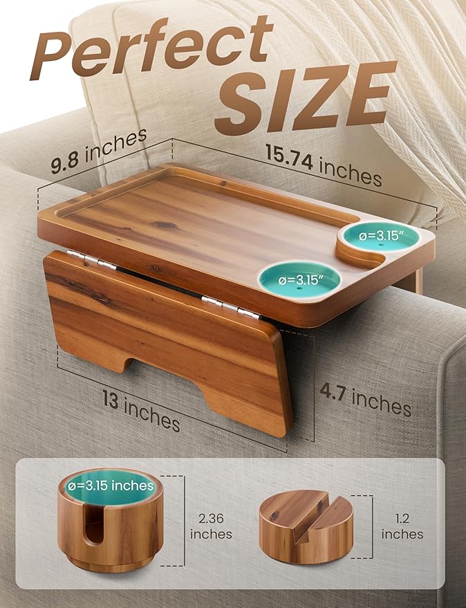 Holana 15.74" x 9.8" Couch Arm Table - Image 2