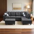 Couches for Living Room Modern L Shaped Couch Comfy Linen Fabric 3 Pieces by LynginsCreativeLife