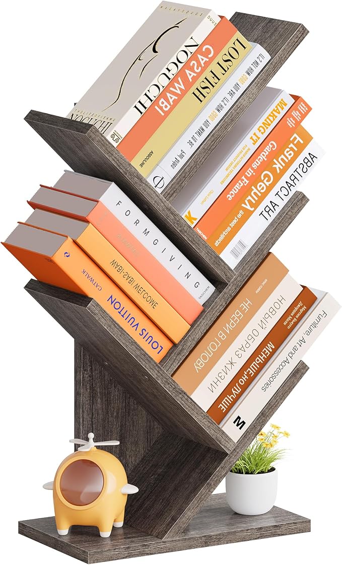 Hoctieon 4 Tier Tree Bookshelf, 4 Shelf Bookcase, Free Standing Tree Bookcase by Hoctieon