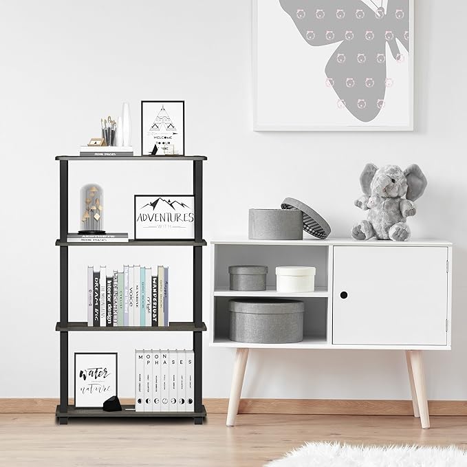 Furinno Turn-N-Tube 4-Tier Multipurpose Shelf Display Rack, Square Tube - Image 2