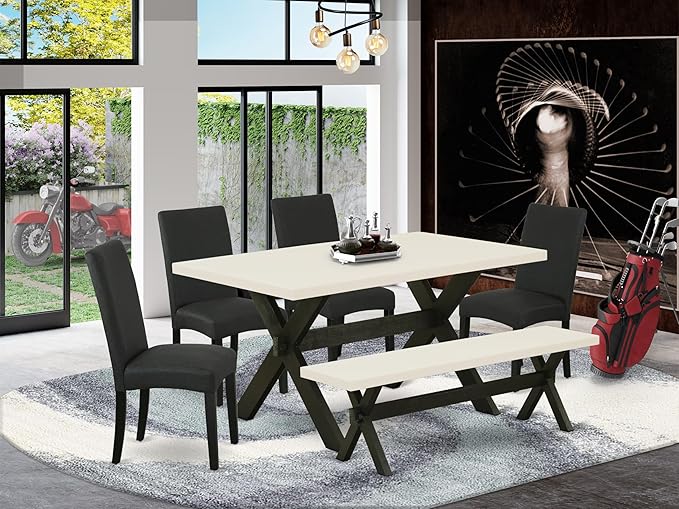 East West Furniture X626DR124-6 6 Piece Dining Table Set Contains a Rectangle - Image 2