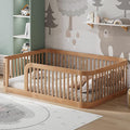 Full Floor Bed with High Fence and Rounded Corner Design, Montessori Floor Bed by Bellemave