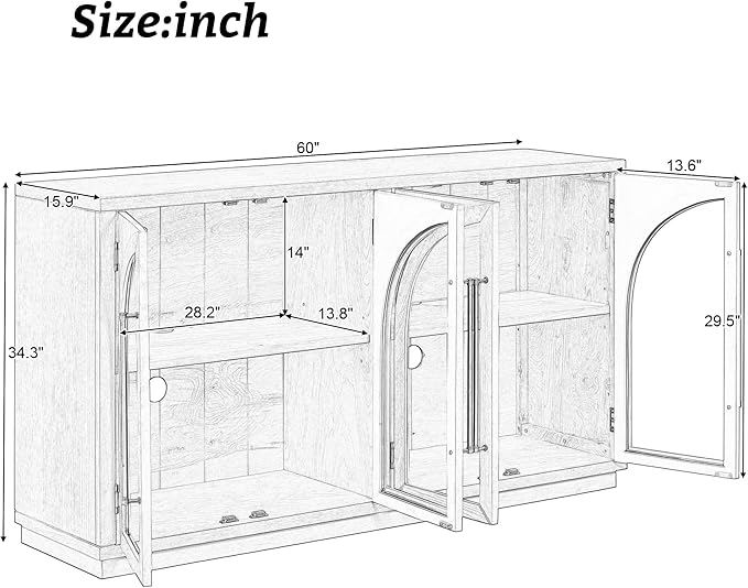 Merax Wood Farmhouse Buffet Sideboard - Image 2