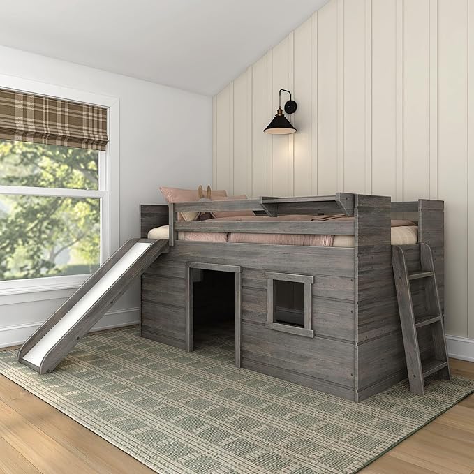Max & Lily Loft Bed Twin Size, Solid Wood Low Loft Bed by MaxLily