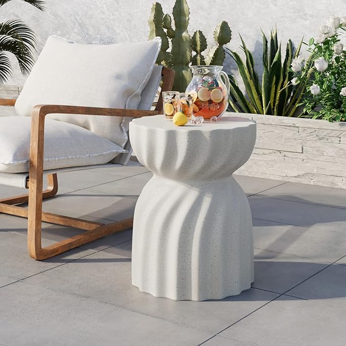 COSIEST Set of 2 Outdoor Side Table, Patio End Accent Table, Modern Stool Table - Image 3