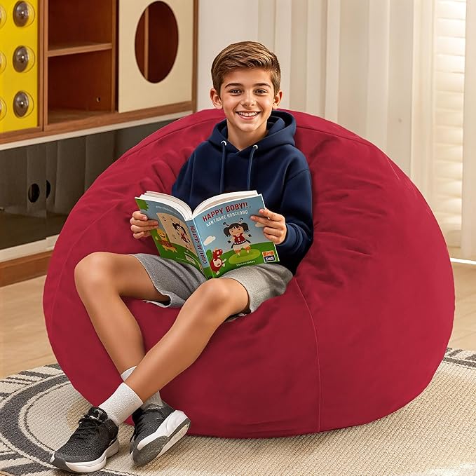 HABUTWAY 2FT Bean Bag Chair, Teardrop Bean Bag Chair Luxurious Velvet Ultra - Image 2