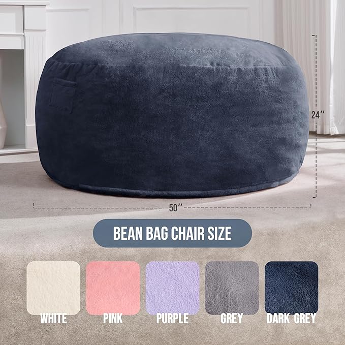 Hobestluk 5ft Bean Bag Chairs for Adults Large Beanbag Chair - Image 2