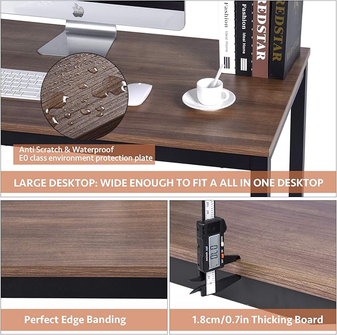 POPRUN Writing Computer Office Desk 59 Inch（60"x 30"） Home Office Wooden - Image 4