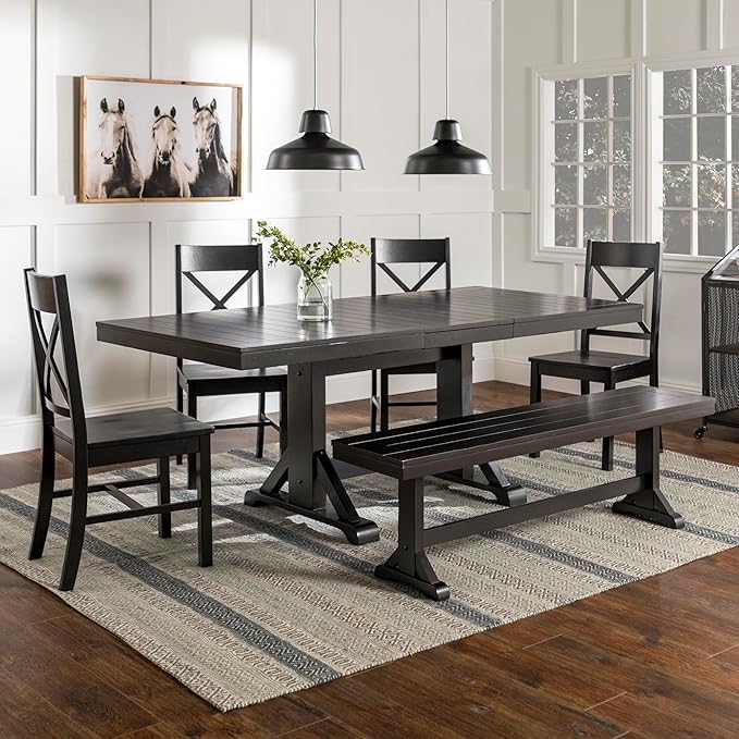 Walker Edison 6-Piece Black Solid Wood Dining Set - Image 9
