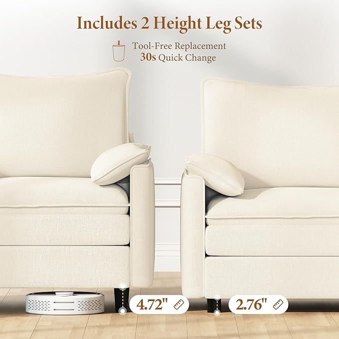 Vesgantti 142" U Shaped Sectional Couch, Comfy Cloud Modular Sectional Sofa - Image 5