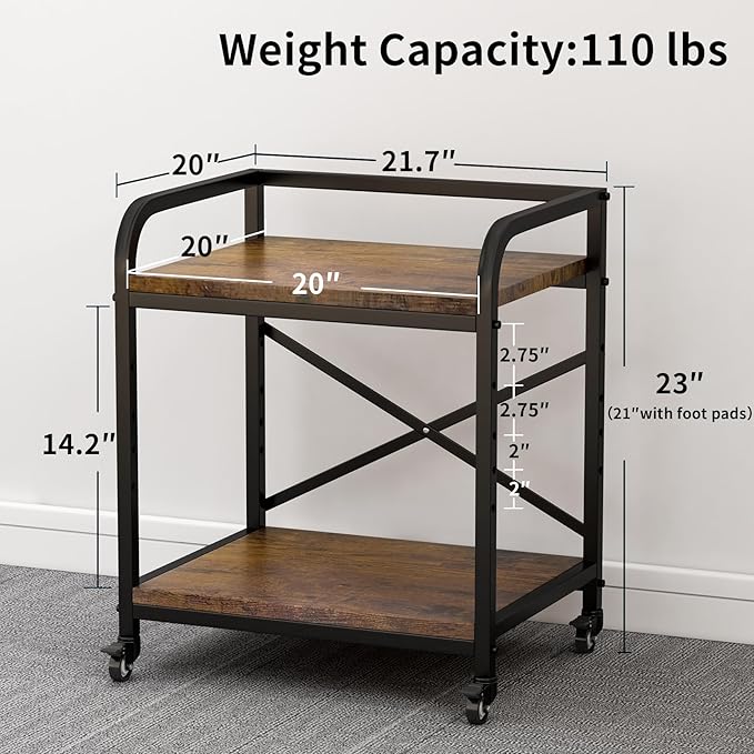2 Tier Under Desk Printer Stand, Large Printer Table - Image 4
